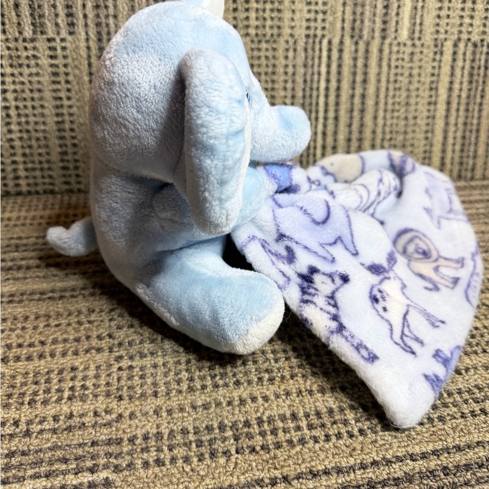 Charming Blue Elephant Plush with Blanket lovey toy - Picture 4 of 8